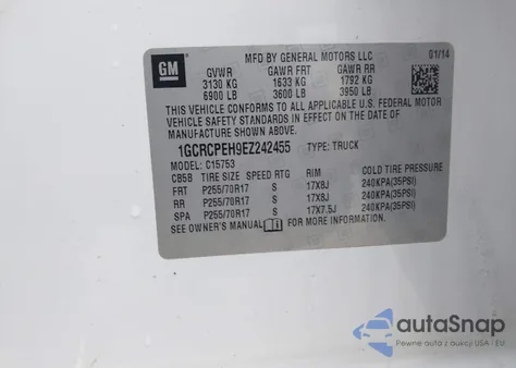 2014 Chevrolet Silverado 1500 Work Truck 1Wt z USA, uszkodzony, nr VIN 1GCRCPEH9EZ242455